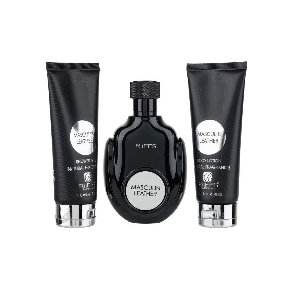 Riiffs Kit Masculin Leather Eau de Parfum Masculino + Shower Gel + Body Lotion