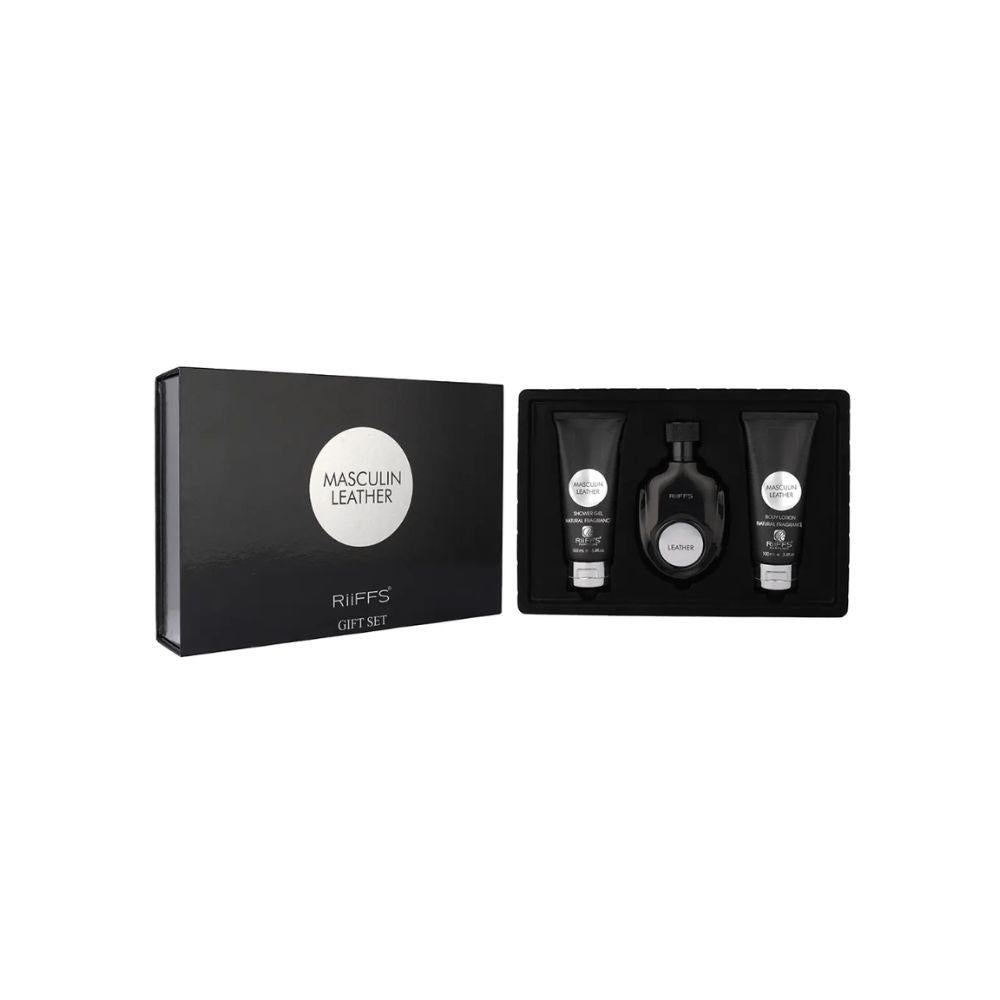 Riiffs Kit Masculin Leather Eau de Parfum Masculino + Shower Gel + Body Lotion