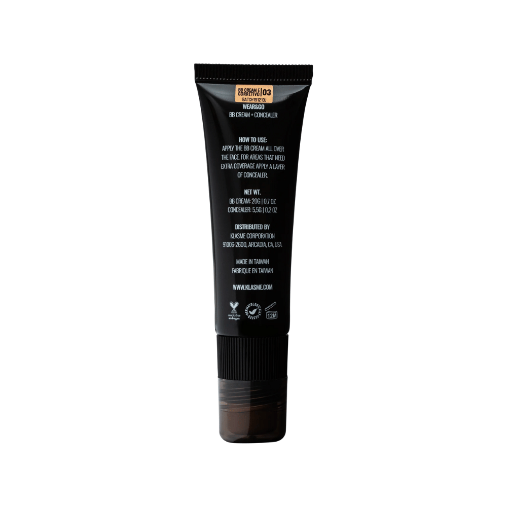 Klasme Base Líquida 20g + Corretivo 5,5g Wear&GO BB Cream And Concealer SPF50