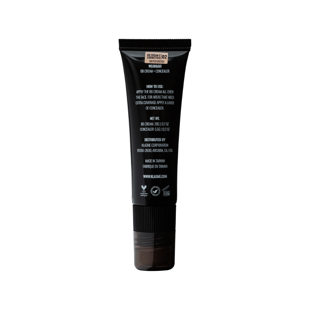Klasme Base Líquida 20g + Corretivo 5,5g Wear&GO BB Cream And Concealer SPF50