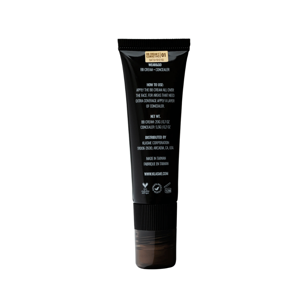 Klasme Base Líquida 20g + Corretivo 5,5g Wear&GO BB Cream And Concealer SPF50