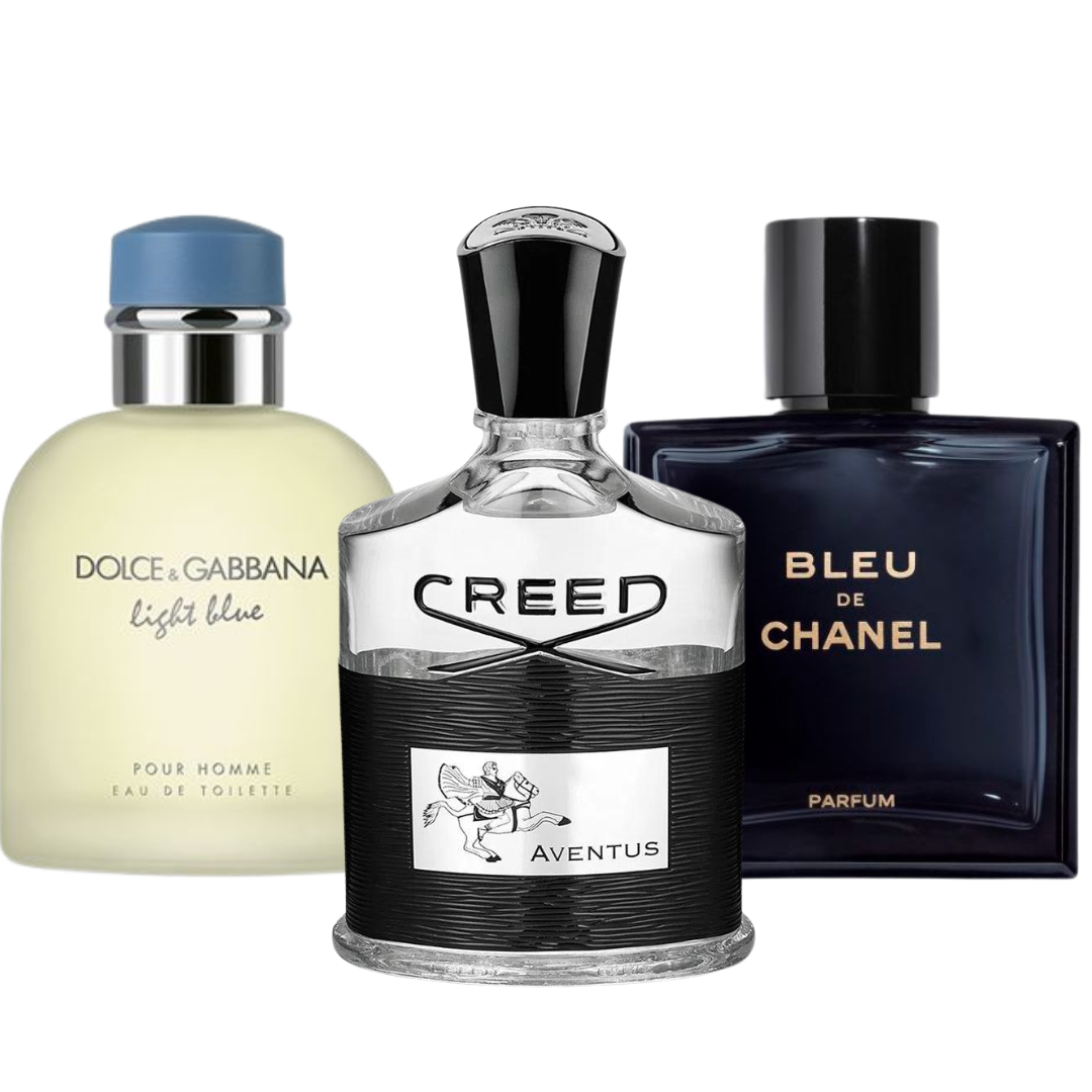BLACK FRIDAY: Combo de 3 Perfumes Bleu de Chanel, Creed Aventus,e Light Blue Dolce Gabbana 100ml