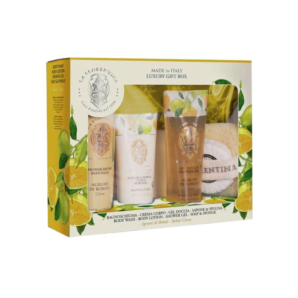 La Florentina Kit SPA Boboli Citrus Sabonete Líquido + Sabonete + Loção + Gel + Esponja