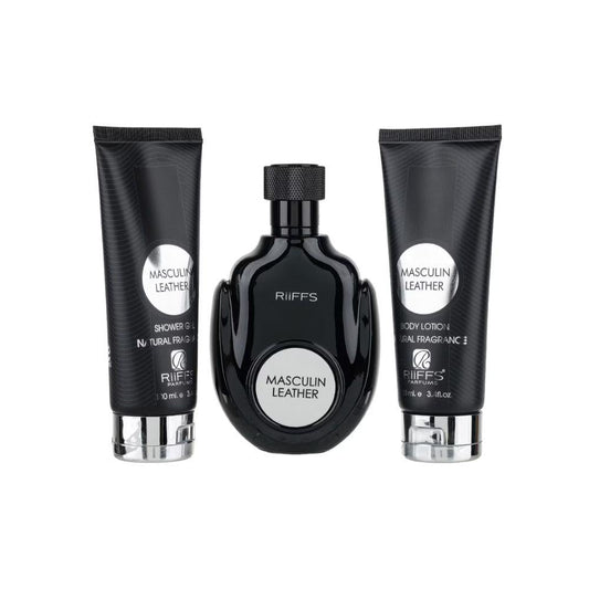 Riiffs Kit Masculin Leather Eau de Parfum Masculino + Shower Gel + Body Lotion