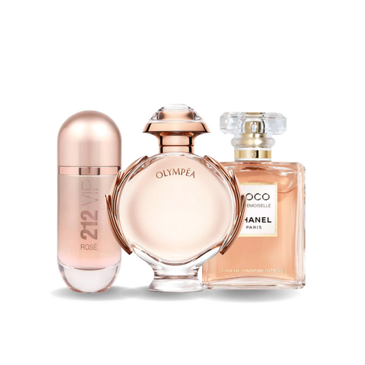 BLACK FRIDAY: Combo de 3 Perfumes Carolina Herrera 212 VIP ROSÉ, Paco Rabanne OLYMPÉA, Chanel COCO MADEMOISELLE (Eau de Parfum)