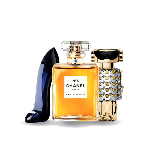 BLACK FRIDAY: Combo de 3 Perfumes Carolina Herrera GOOD GIRL, Chanel Nº5 e Paco Rabanne FAME