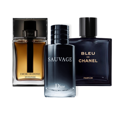 BLACK FRIDAY: Combo de 3 Perfumes Sauvage Dior, Bleu de Chanel, e Dior Homme Intense 100ml