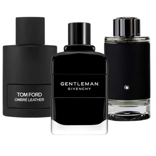 BLACK FRIDAY: Combo de 3 Perfumes Tom Ford Ombre Leather, Givenchy Gentleman, e Montblanc Explorer 100ml