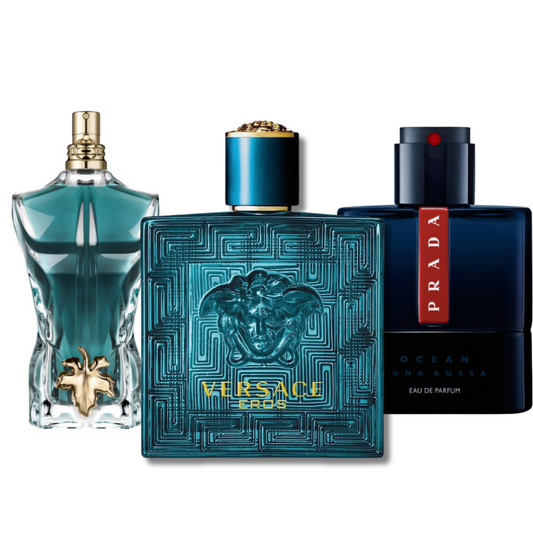 BLACK FRIDAY: Combo de 3 Perfumes Prada Luna Rossa, Versace Eros, Le Beau (Eau de Parfum)