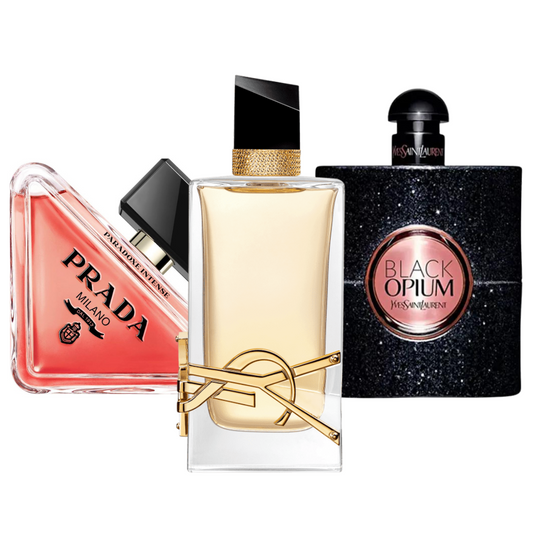 BLACK FRIDAY: Combo de 3 Perfumes Prada Paradox, Black Opium Yves Saint Laurent, e Libre 100ml