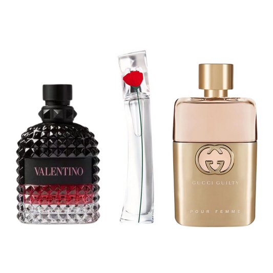 BLACK FRIDAY: Combo de 3 Perfumes Gucci Guilt, Valentini Intense, e Flower Kenzo 100ml