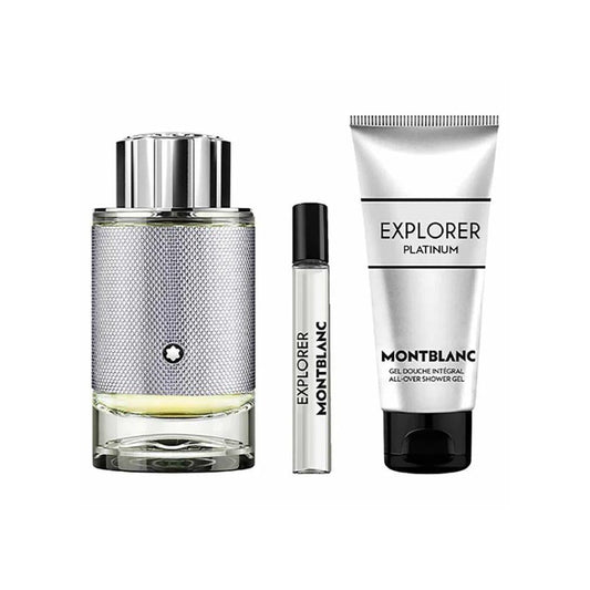 Montblanc Kit Explorer Platinum Masculino + Travel + Shower Gel