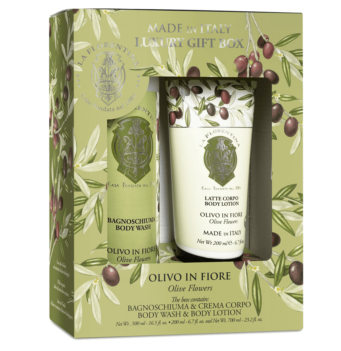 La Florentina Kit Body Care Olive Flowers Espuma de Banho+Loção Corporal